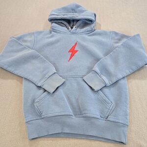 Bruce Bolt Youth Large Hoodie Blue Red Lightning Bolt Pullover Sweatshirt